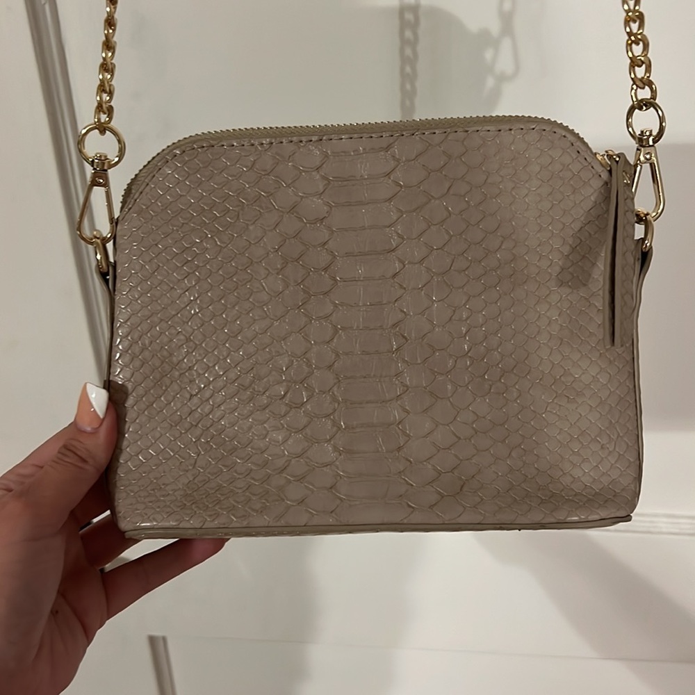 Nude snakeskin purse